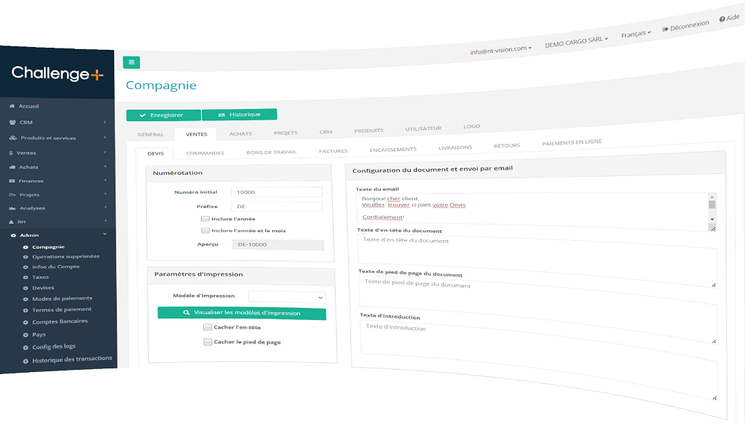 ChallenegePlus Config Compagnie