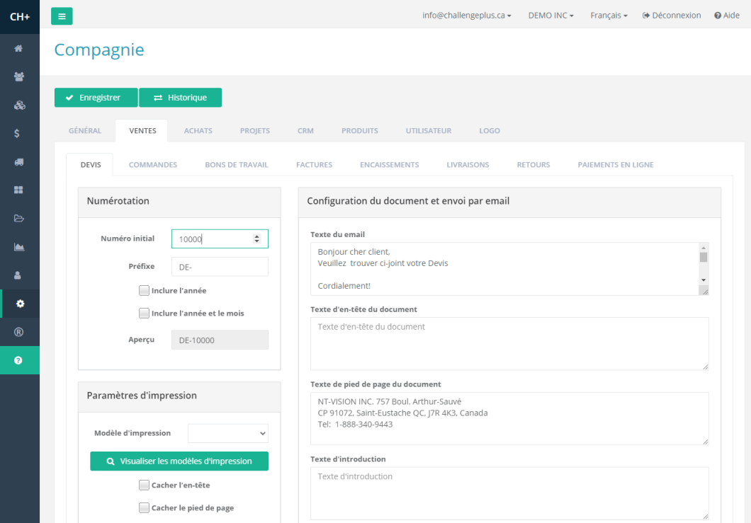 ChallenegePlus Config Compagnie