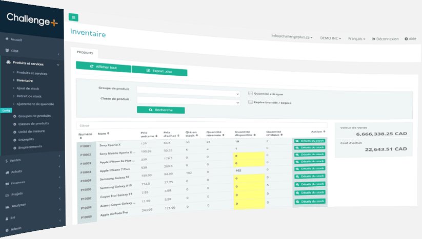 ChallengePlus Inventaire